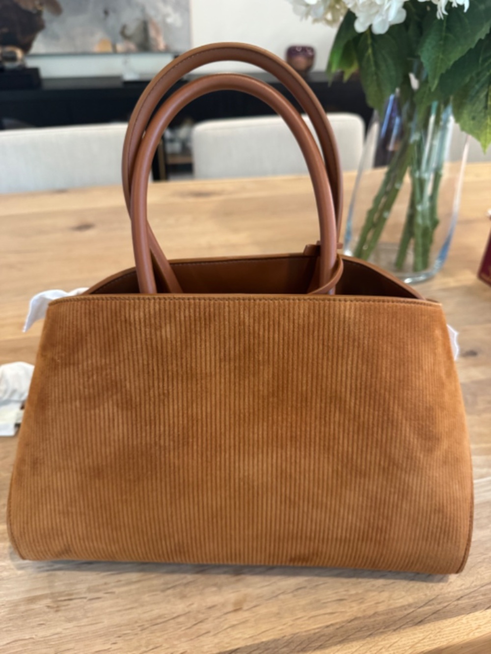 NEW Ferragamo Suede Corduroy Hug Bag - Medium - Picture 2 of 9